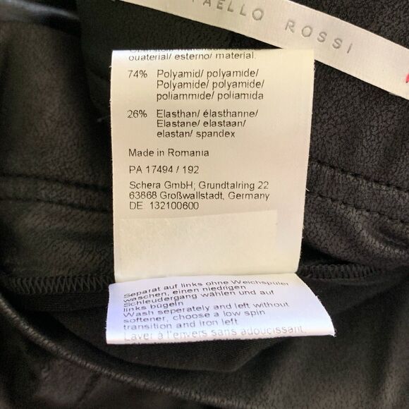 Raffaello Rossi Vegan Faux Leather Candy Pants 40 US 10 Black Jogger Track - Picture 6 of 7